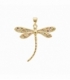 Colgante Latón Libélula con Circonitas 33mm Bañado en Oro 14K