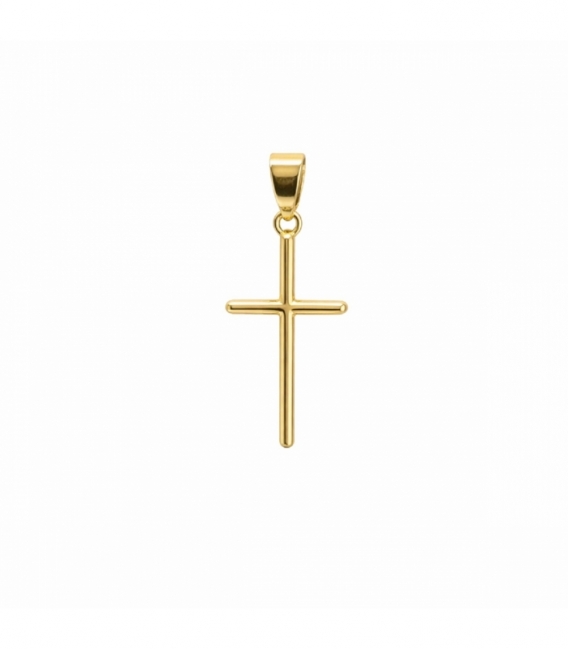 Colgante Laton Cruz 28mm Bañado en Oro 14K
