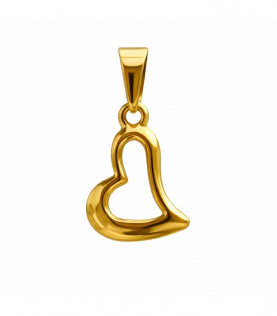 Pendentif en Acier 304 Cœur Doré 13mm