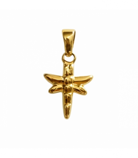 Pendentif en Acier 304 Libellule Doré 14mm