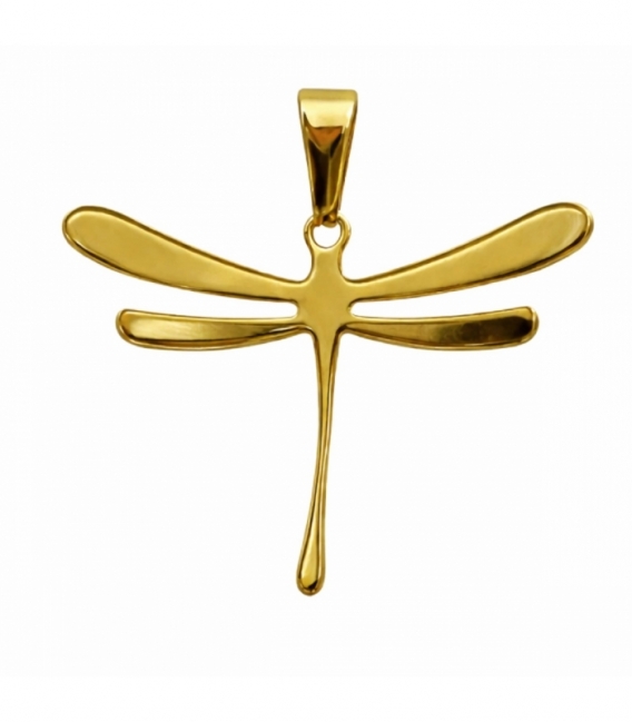 Pendentif en Acier 304 Libellule Doré 33mm