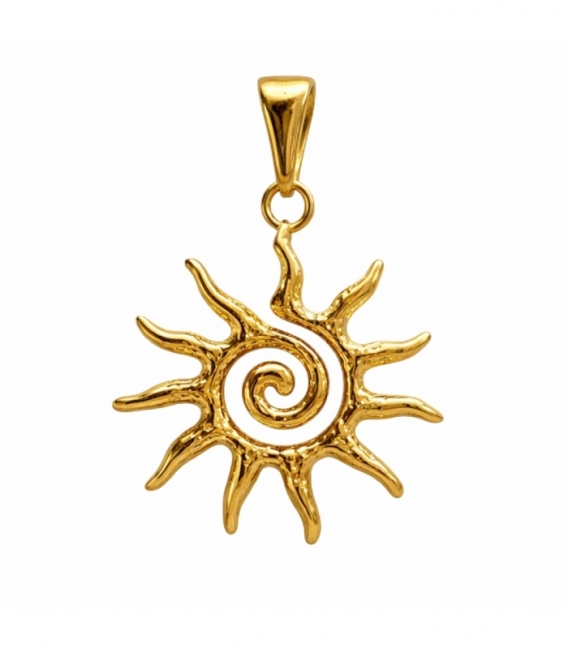 Colgante Acero 304 Sol Dorado 34mm