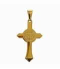 Colgante Acero 304 Cruz San Benito Dorado 33mm