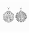 Colgante Latón San Benito Ø25mm Bañado en Rodio