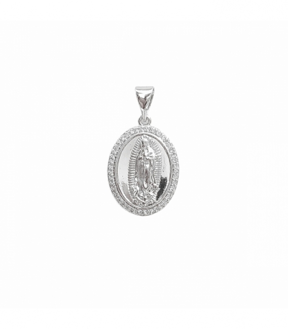 Pendentif en Laiton Vierge de Guadalupe 20mm Plaqué Rhodium
