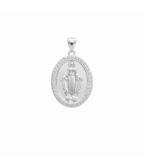 Pendentif en Laiton Vierge 20mm Plaqué Rhodium