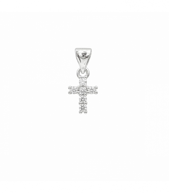 Pendentif en Laiton Croix 10mm Plaqué Rhodium