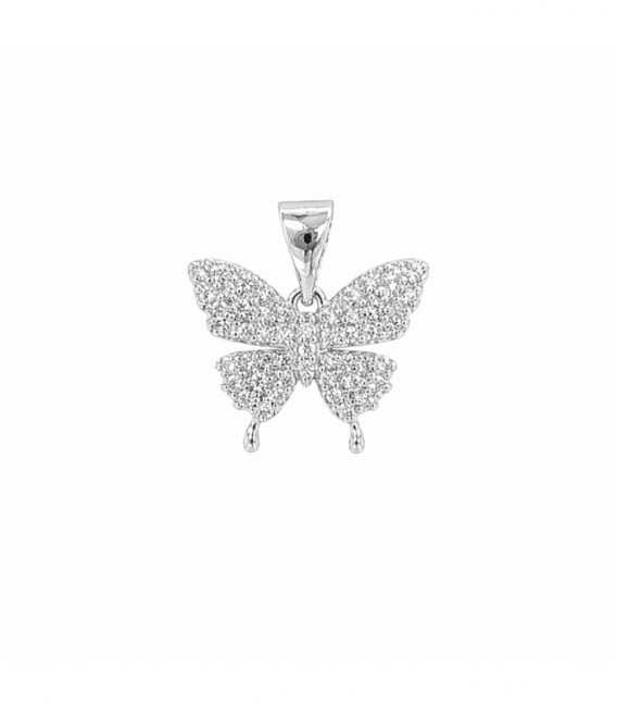 Colgante Latón Mariposa 15mm Bañado en Rodio