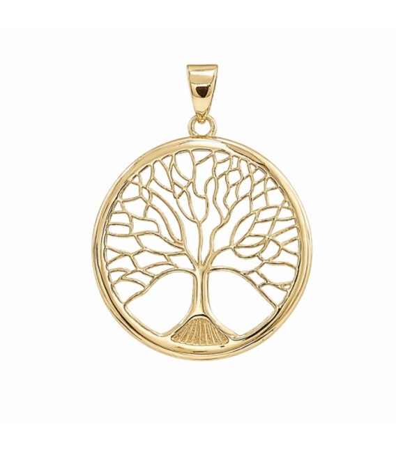 Colgante Latón Arbol de la Vida Ø33mm Bañado en Oro 14K