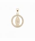 Colgante Latón Virgen de Guadalupe Ø14mm Bañado en Oro 14K