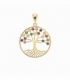 Pendentif en Laiton Arbre de Vie Ø27mm Plaqué Or 14K