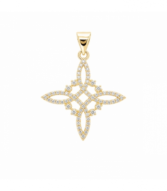 Pendentif en Laiton Nœud de Sorcière 25mm Plaqué Or 14K
