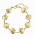 Pulsera Latón Conchas 17+3cm Bañado en Oro 14K
