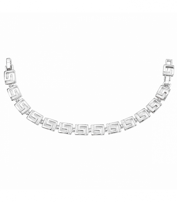 Bracelet en Laiton Greca 18+2cm Plaqué Rhodium