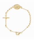 Bracelet en Laiton Croix avec Vierge 20cm Plaqué Or 14K