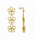 Pendiente Acero 316L Flores 60mm Bañado en Oro 18K Precio por Par