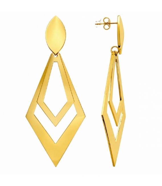 Pendiente Acero 316L Diseño 90mm Bañado en Oro 18K Precio por Par