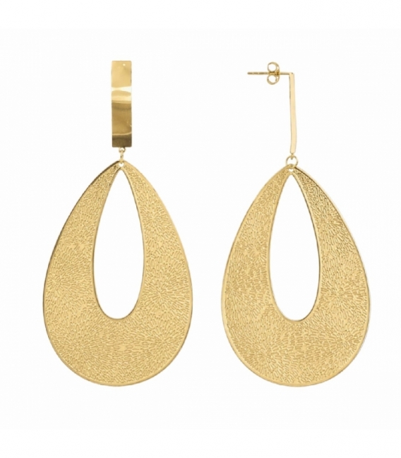 Pendiente Acero 316L Diseño 90mm Bañado en Oro 18K Precio por Par