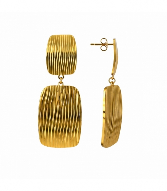 Boucles d’oreilles en Acier 316L Design 59mm Plaqué Or 18K Prix Par Paire