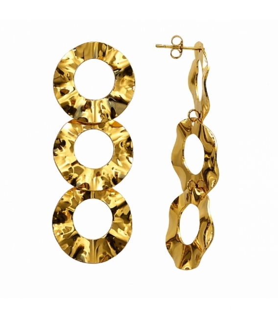 Boucles d’oreilles en Acier 316L Cercles 69mm Plaqué Or 18K Prix Par Paire