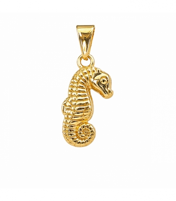 Colgante Acero 304 Caballito Mar Dorado 18mm