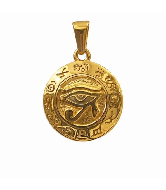 Pendentif en Acier 304 Œil d’Horus Doré 21mm