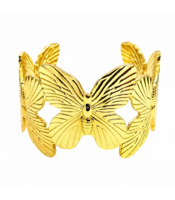Pulsera Rigida Acero 304 Mariposas Dorado Ø58mm
