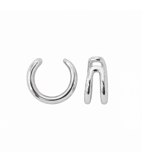 Piercing Cartilage en Laiton Deux Lignes 13mm Plaqué Rhodium