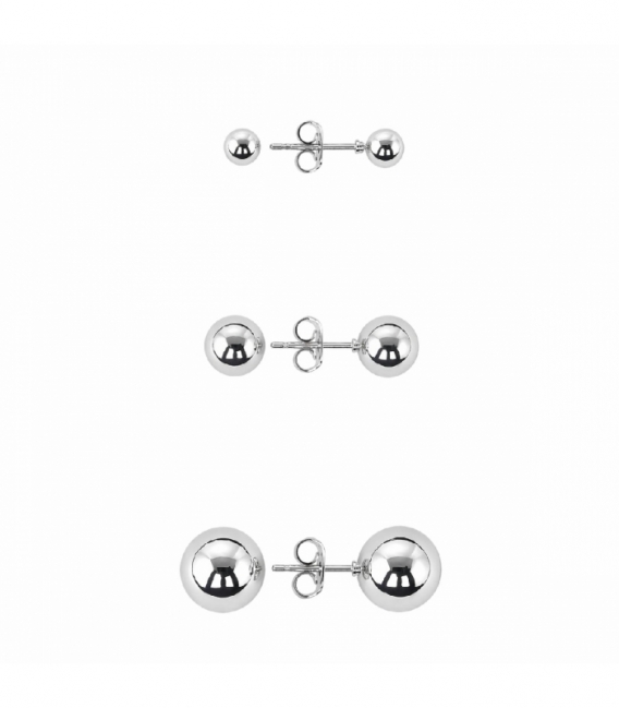 Boucles d’oreilles en Laiton Boule Plaqué Rhodium