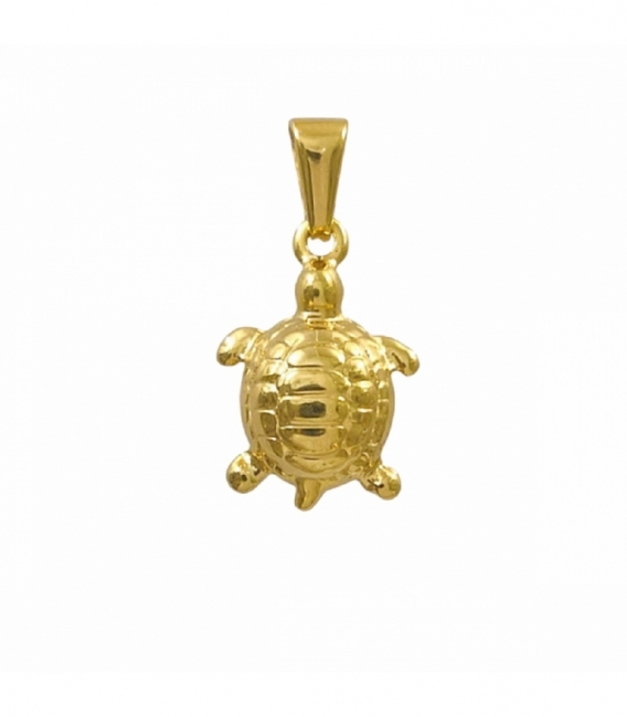 Pendentif en Acier 304 Tortue Doré 18mm