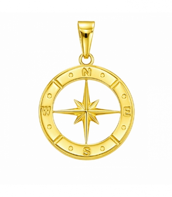 Colgante Acero 304 Rosa Vientos Dorado 25mm