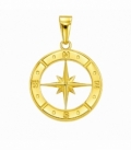Colgante Acero 304 Rosa Vientos Dorado 25mm