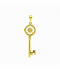 Colgante Acero 304 Llave Rosa Vientos Dorado 36mm