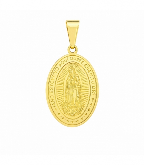 Colgante Acero 304 Virgen Guadalupe Dorado 18mm