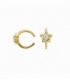 Piercing Cartilage en Laiton Étoile et Zirconia 13mm Plaqué Or 14K