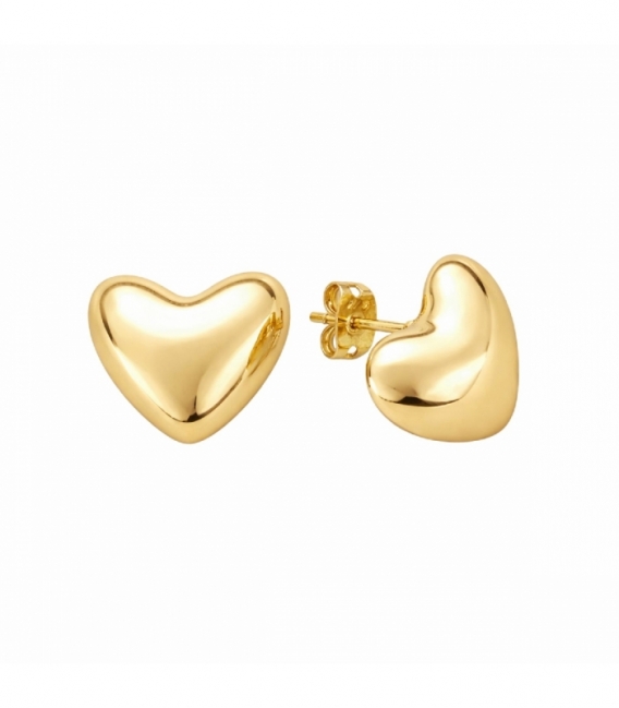 Boucles d’oreilles en Laiton Cœur 16mm Plaqué Or 14K