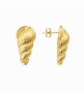 Boucles d’oreilles en Laiton Coquillage Spirale 28mm Plaqué Or 14K
