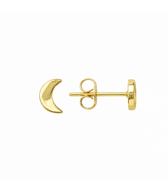 Pendiente Laton Luna 6mm Bañado en Oro 14K