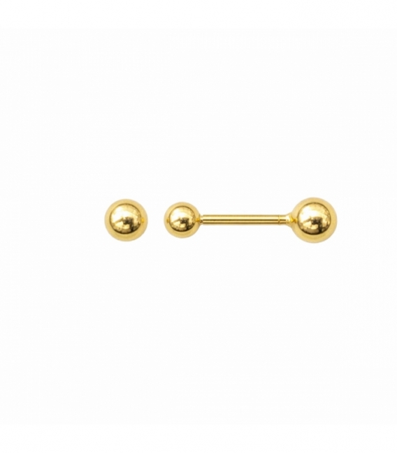 Boucles d’oreilles en Laiton Boule Ø4mm Fermeture À Vis Plaqué Or 14K