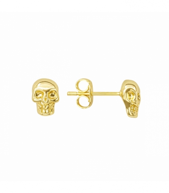 Boucles d’oreilles en Laiton Crâne 8.5mm Plaqué Or 14K