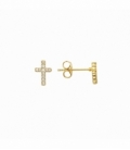 Pendiente Laton Cruz 7.8mm Bañado en Oro 14K