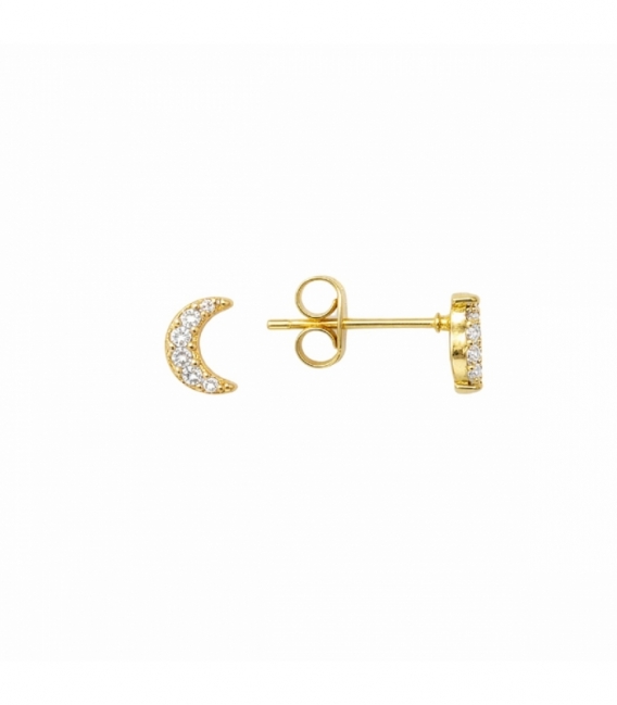 Pendiente Laton Luna 6mm Bañado en Oro 14K