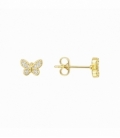 Pendiente Laton Mariposa 5mm Bañado en Oro 14K