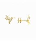 Pendiente Laton Colibri 10mm Bañado en Oro 14K
