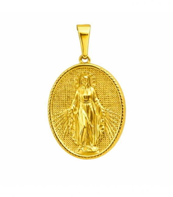 Pendentif en Acier 304 Vierge Miraculeuse Doré 33mm