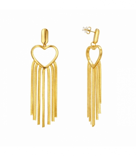 Pendiente Acero 316L Corazon 65mm Bañado en Oro 18K Precio por Par