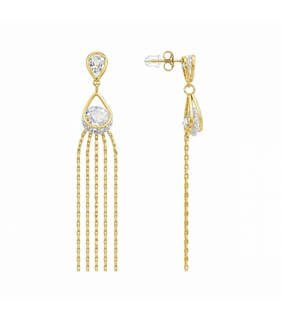 Boucles d’oreilles en Acier 316L Chaînes 70mm Plaqué Or 18K Prix Par Paire