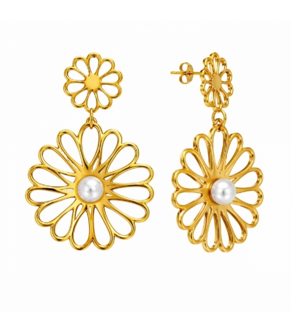 Boucles d’oreilles en Acier 316L Perle 62mm Plaqué Or 18K Prix Par Paire