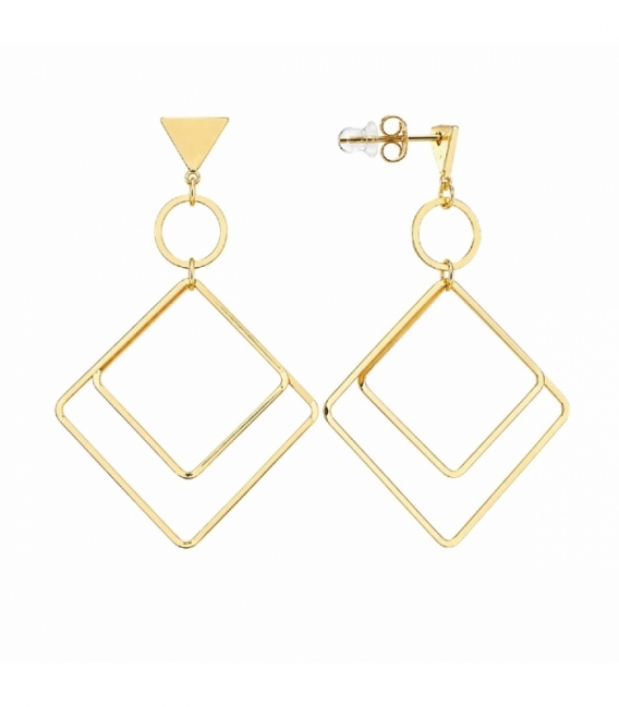 Boucles d’oreilles en Acier 316L Losanges 85mm Plaqué Or 18K Prix Par Paire