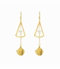 Boucles d’oreilles en Acier 316L Ginkgo Biloba 70mm Plaqué Or 18K Prix Par Paire